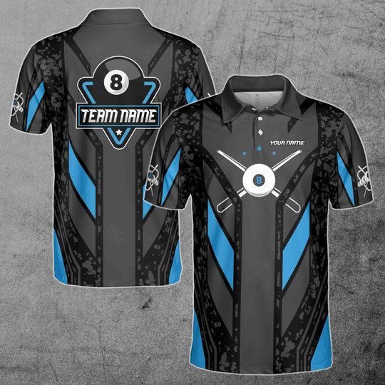 Discover Customize Name Team Name Billiard 8 Balls Pool Men's Polo Shirt