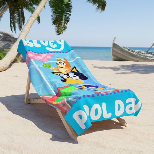 Discover Pool Day BlueyDad Beach Towel