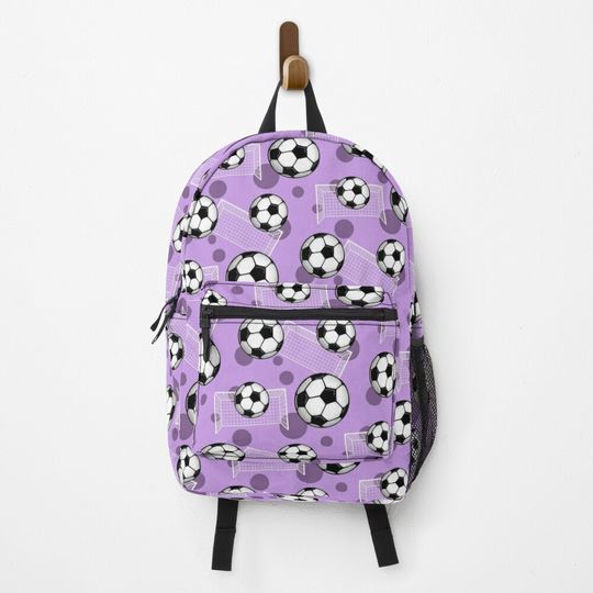 Discover Soccer Ball and Goal Purple Pattern - Purple Soccer Backpack