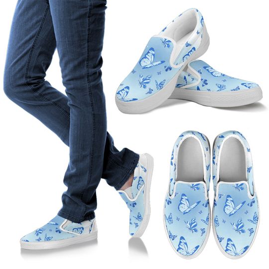 Discover Women's Blue Butterfly Casual Slip On Shoes