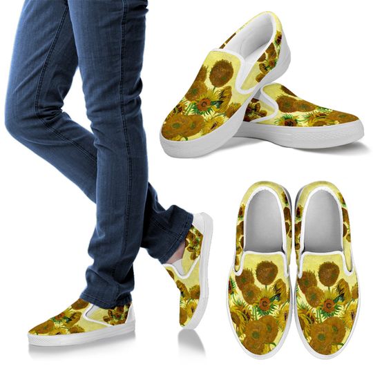 Discover Women's Van Gogh Sunflower Casual Slip On Shoes