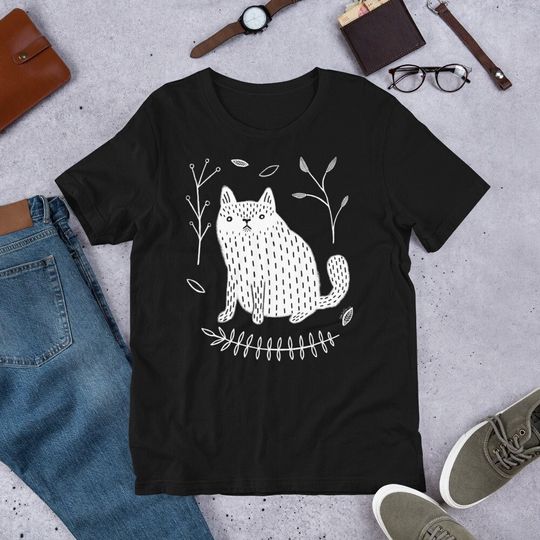Discover White Cat Cottagecore Dark Academia Folk Art T-Shirt