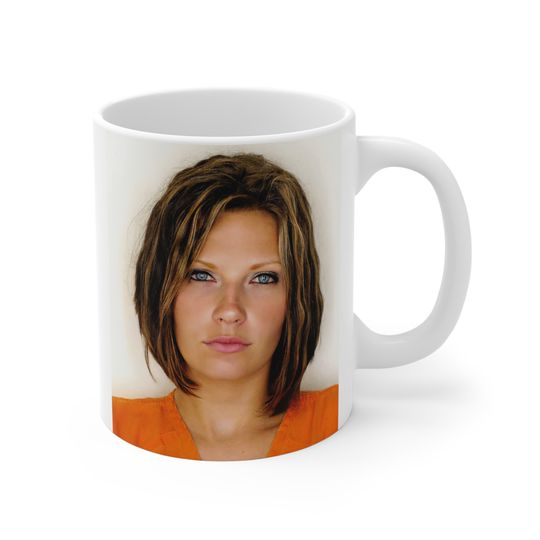Discover Meagan McCullough Mug 11oz, Unique Mugshot Design, Coffee Cup Gift