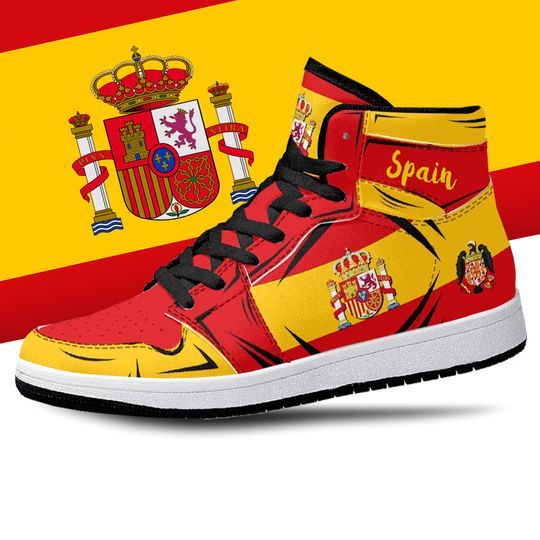 Discover Spain Flag Basketball Shoes, National Flag, Spain, Spanish Pride, Espana Shoes