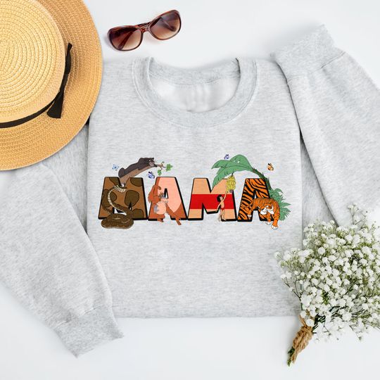 Discover Jungle Characters Animals Theme Mama Sweatshirt, Mother's Day Gift For Mom, Nana, Grandma