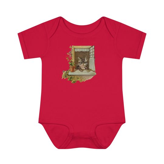 Discover Soft Baby Onesie Short Sleeve Tee Kitten with Flowerpot