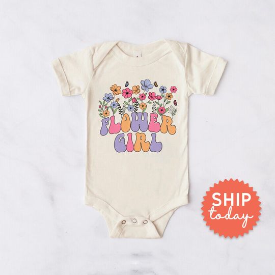 Discover Flower Girl Onesie, Cute Baby Announcement Bodysuit