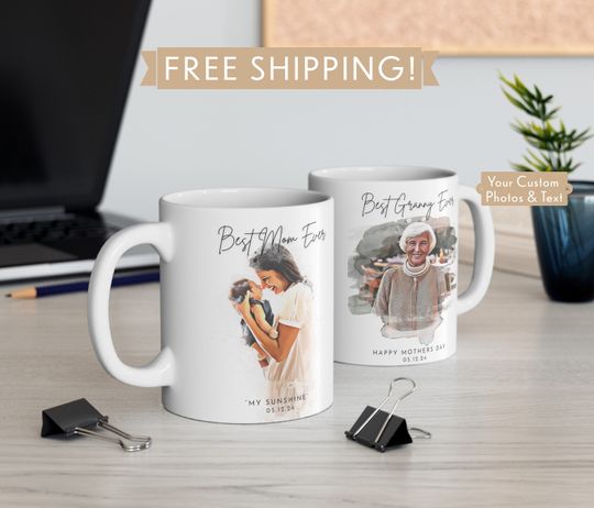 Discover Custom Mother's Day Mug Watercolor Portrait Coffee Cup, Personalized Mom's Day