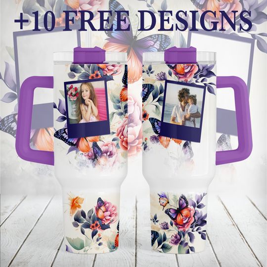 Discover 40oz Picture Tumbler Wrap With Butterflies