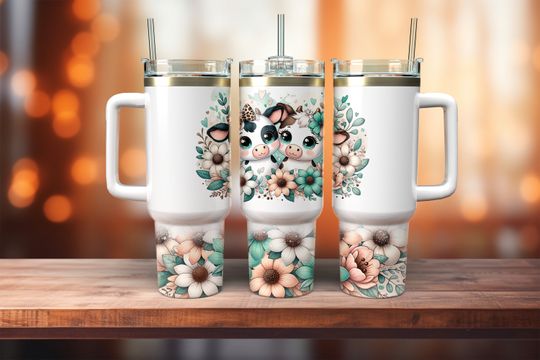 Discover 40oz Floral Cow Tumbler Wrap,  Quencher Tumbler