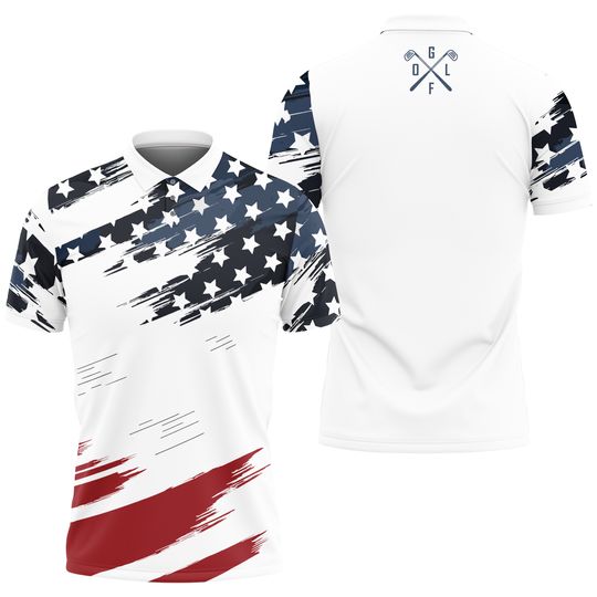 Discover American Flag Patriotic Polo Shirt