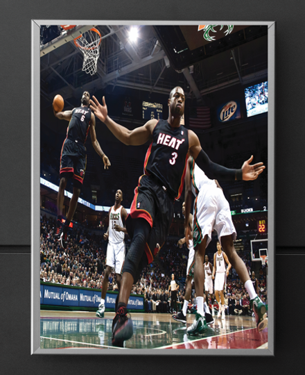 Discover LeBron James Dwyane Wade Iconic Dunk Poster