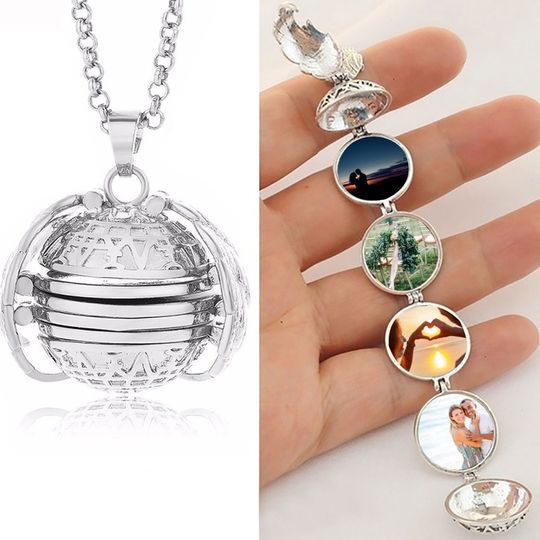 Discover Custom Expanding Four Photos Necklace Foldable Necklace, 4 Photos Pendant Necklace