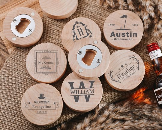 Discover Custom logo engraved wooden magnet bottle opener