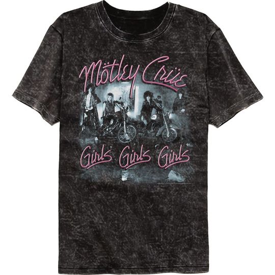Discover Motley Crue Girls Girls Girls Mineral Wash Colortone Rock and Roll Music Shirt