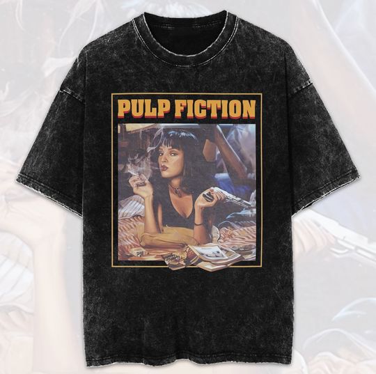 Discover Vintage Pulp Fiction Mineral Wash T-Shirt, Unisex Quentin Tarantino Pulp Fiction Shirt