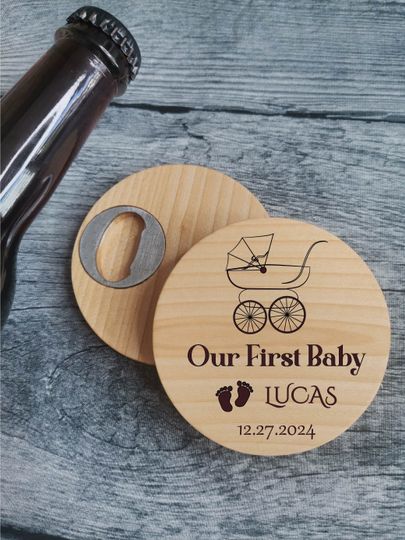 Discover Personalised Baby Shower Favor, Customized Our First Baby Opener Keepsake