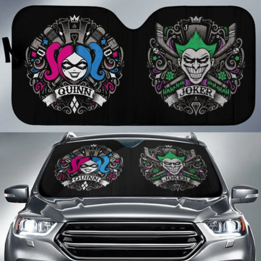 Discover Joker And Harley Quinn Printed Auto Sun Shade
