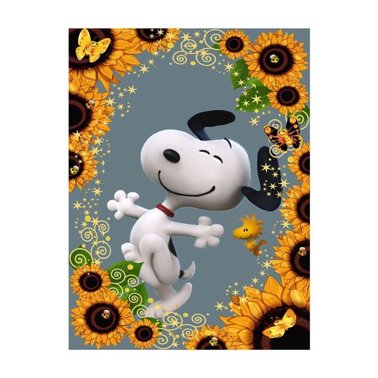 Discover Sunflower Cartoon Dog Diamond Painting Photo