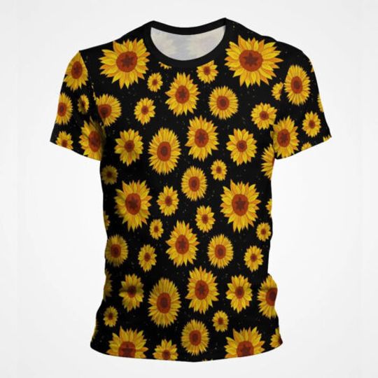 Discover 3D Printed Yellow Sun Flower T-Shirt Funny Sunflower Graphic T-Shirt