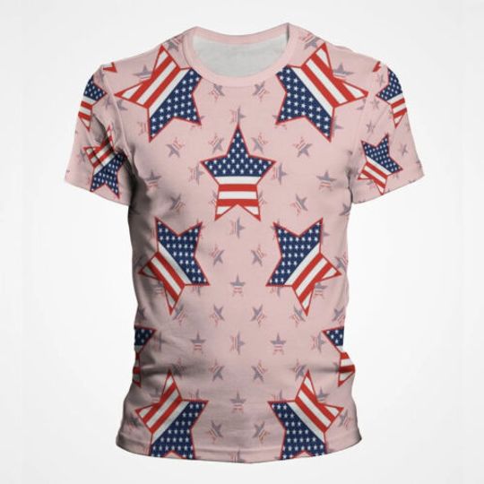 Discover 3D Printed United States Flag Pentagram Geometry Abstract Tshirt