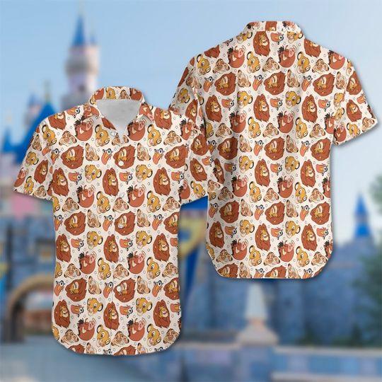 Discover Characters Head Hawaii Shirt, Lion Movie Button Up Shirt, Cartoon Hawaiian Shirt