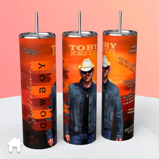 Discover Toby Keith Song Titles Themed Tumbler with Lid and Straw