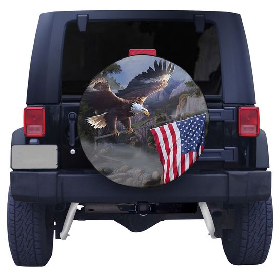 Discover Patriot Eagle Hold American Flag Car Spare Tire Cover