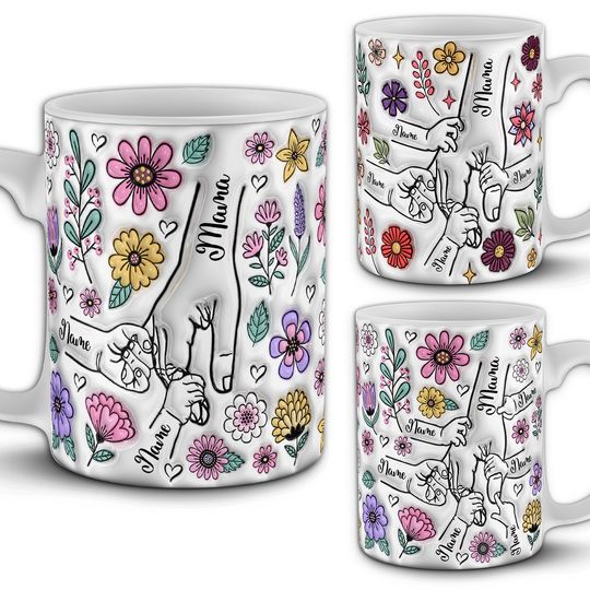 Discover Holding Mom's Hand Mug, 3D Inflated Effect Mug, Mothers Day Gift