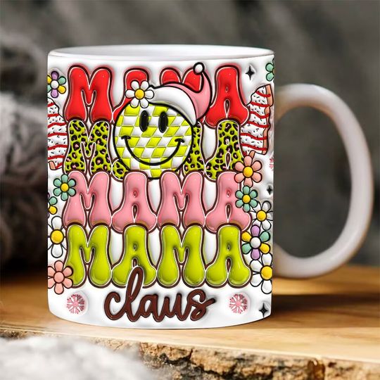 Discover 3D Mama Claus Inflated Mug, Christmas Mama Puffy Mug