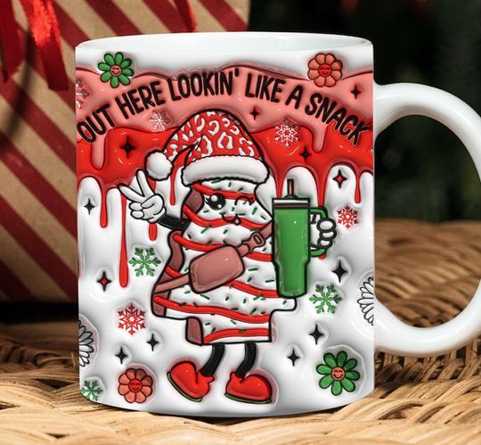 Discover 3D Boojee Out Here Lookin Like A Snack Inflated Mug, Funny Christmas Tree Cake Mug