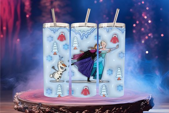 Discover 3D Inflated Princess Tumbler, Christmas Tumbler, 3D Inflated Winter Tumbler