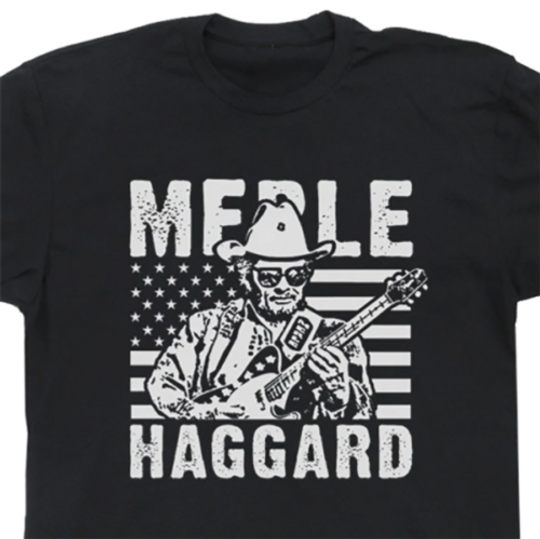 Discover Merle Haggard Guitar Men T-shirt Black