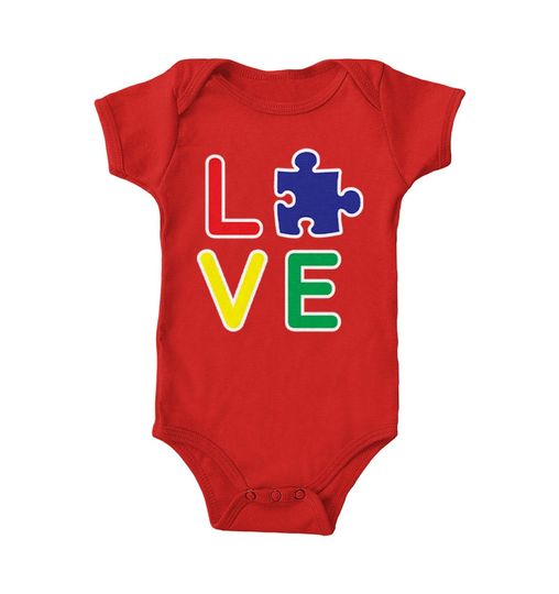 Discover Love Autism Puzzle Piece - Kids Short Sleeve Bodysuit Onesie