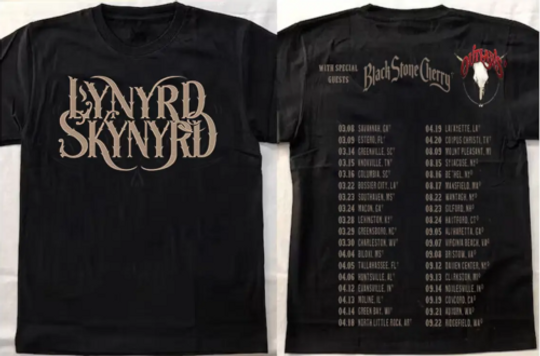 Discover Lynyrd Skynyrd ZZ Top Tour 2024 Black Stone Cherry T-Shirt