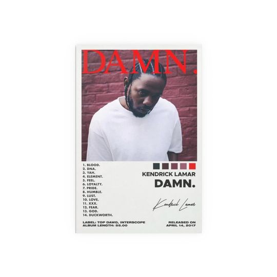 Discover Kendrick Lamar Cover Poster, DAMN Album Wall Print