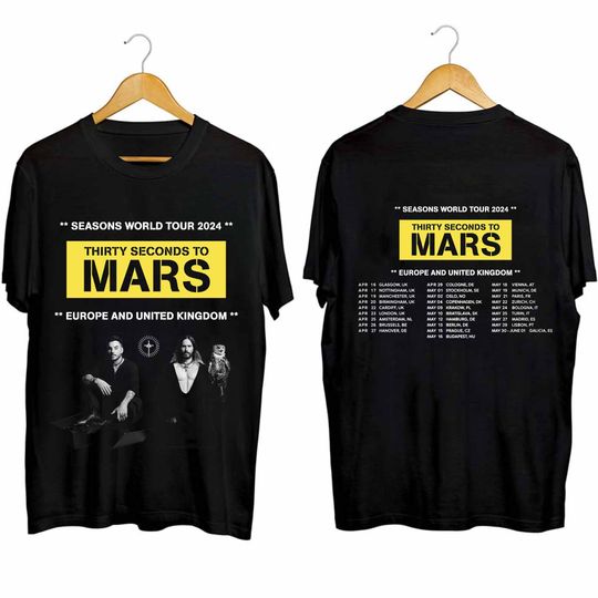Discover Thirty Seconds to Mars 2024 Tour EU UK Shirt, 30 Seconds to Mars Band Fan Shirt