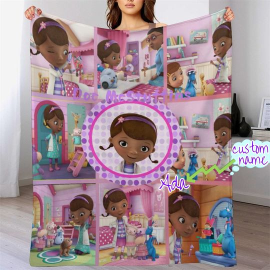 Discover Doc McStuffins Blanket  Flannel Couch Nap Blanket Bedding Valentine's  Bedroom Birthday Child Gift
