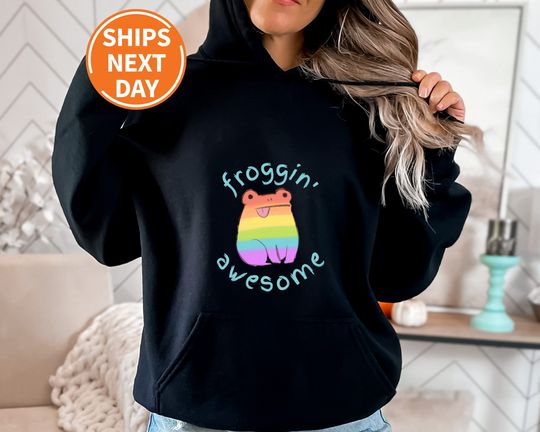 Discover Froggin' Awesome Hoodie, Gay Frog Hoodie, Funny LGBTQ Frog