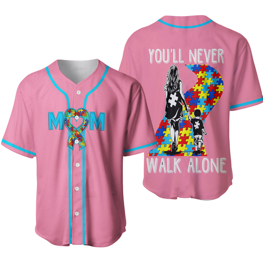 Discover You'll Never Walk Alone Autism Dad Baseball Jersey