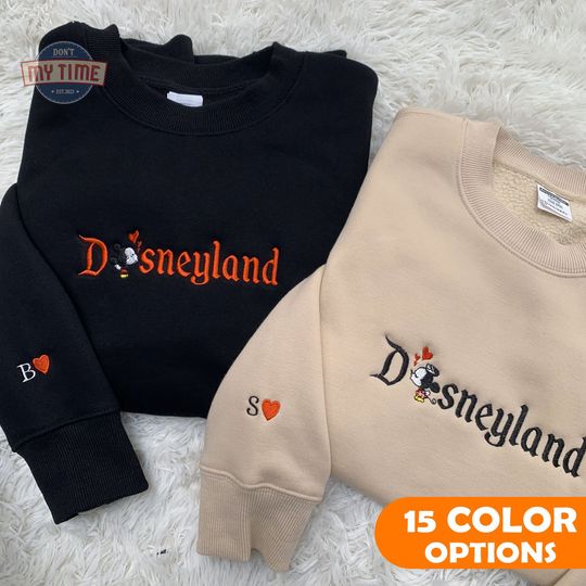 Discover Custom Embroidered Cartoon Mouse Couple Sweatshirt - Cute Couple Gift