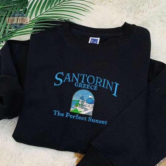Discover Embroidered Santorini Greece Sweatshirt, Embroidered Greece Souvenir  Sweatshirt