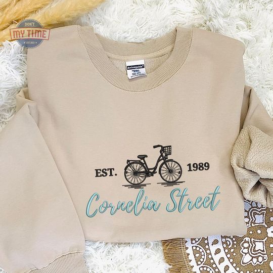 Discover Embroidered Cornelia Street Sweatshirt, Embroidered Cornelia Street New York Sweatshirt