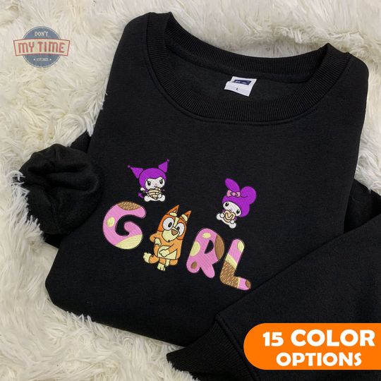 Discover Family Embroidered Sweatshirt - Girl Family Dog Gift