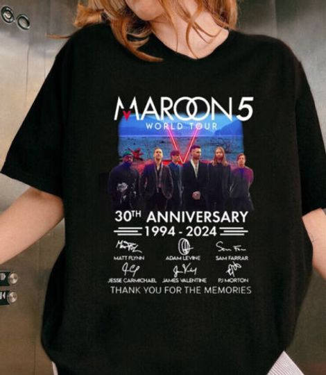 Discover Maroon 5 30Th Anniversary 1994-2024 Thank You Signatures Shirt
