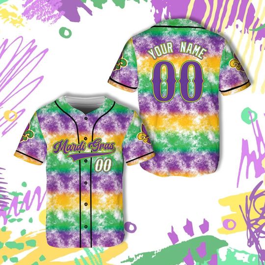 Discover Personalized Stripe Plaid Mardi Gras Baseball Jersey Custom Mardi Gras