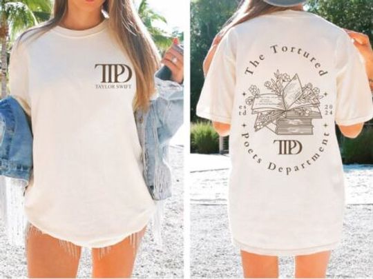 Discover The Tortured Poets Department Floral Book Stack Shirt