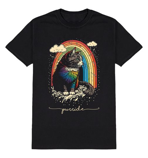 Discover Gay Purride Cat Rainbow T-Shirt, Funny LGBT Pride Shirt