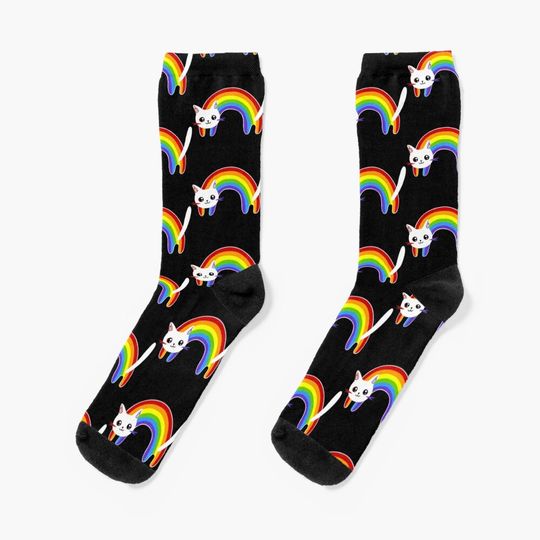 Discover Rainbow Pride Cat Socks, LGBT Socks