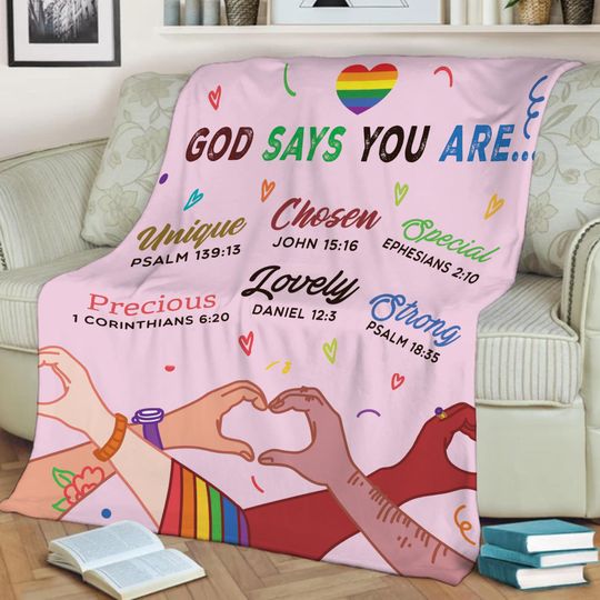 Discover God Says You Are Unique Precious Special Strong Lovely Throw Blankets, LGBT Gift
